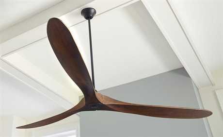 With a sleek modern silhouette, a DC motor and super energy-efficiency, the Maverick Super Max ceiling fan from Monte Carlo features softly rounded blades and elegantly simple housing. Maverick Super Max has an impressive 88-inch blade sweep and a 3-blade design that delivers a distinct profile for extra-large living rooms, great rooms or outdoor covered areas Cabin Style Living Room, Propeller Ceiling Fan, Room Fan, 3 Blade Ceiling Fan, New Interior Design, Outdoor Fan, Outdoor Ceiling, Modern Fan, Ceiling Fan With Remote