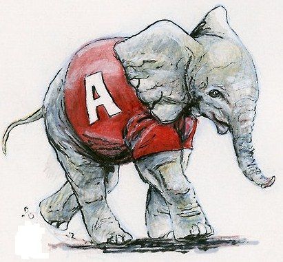 .Big Al Alabama Drawing Ideas, Alabama Preppy Painting, University Of Alabama Painting, Alabama Elephant Painting, Education Stickers, University Of Alabama Prints, Alabama Elephant, Southern Traditions, Alabama Football Team