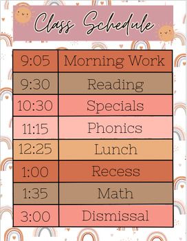 8 subject Class Schedule to handout to parents or keep in student's binders to help them remember what the daily routine is. The times and subjects are completely editable on Google Slides. Collage Schedule, Daily School Schedule, Classroom Daily Schedule, High School Schedule, Student Binders, Classroom Schedule, School Schedule, Teacher Printable, Class Schedule