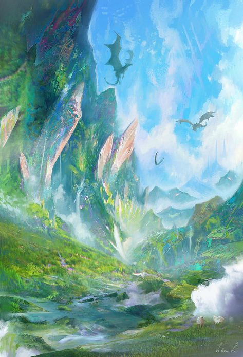 Fantasy World Map, Mtg Art, Heaven Art, My Fantasy World, Fantasy Setting, Fantasy Places, Fantasy Adventure, Landscape Scenery, Fantasy Art Landscapes