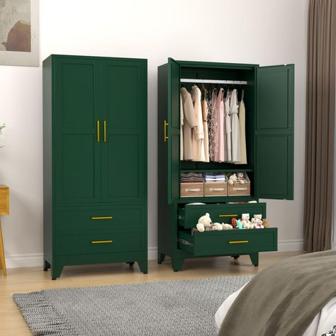 The 32 Best Furniture Pieces You Can Unearth on Amazon Metal Wardrobe, Wardrobe Storage Cabinet, Steel Wardrobe, Armoire Wardrobe Closet, Armoire Wardrobe, Storage Cabinet With Drawers, Metal Storage Cabinets, Wardrobe Drawers, Hanging Bar