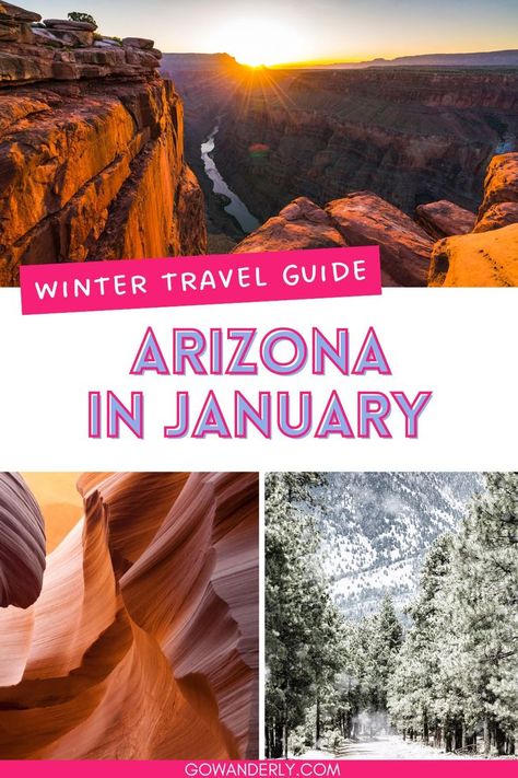 Discover essential tips for traveling to Arizona in January. Arizona Travel Winter, Arizona Winter Vacation, Things To Do In Arizona In Winter, Sedona Arizona Winter, Things To Do In Phoenix Arizona Winter, Arizona Vacation Ideas, Arizona In January, Travel In Winter, Sierra Vista Arizona