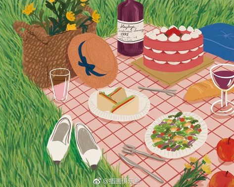 Picnic Drawing, Picnic Illustration, Picnic Art, 달력 디자인, Mode Turban, Oil Pastel Art, Pop Art Wallpaper, Brand Color Palette, Pastel Art