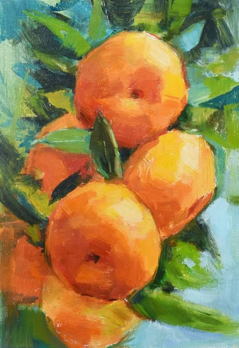 Orange Fruit Painting Acrylic, Orange Blossom Art, Fruits Artwork, Orange Tree Painting, Tangerine Art, Orange Oil Painting, Oranges Painting, Oil Painting Fruit, Fruit Oil Painting