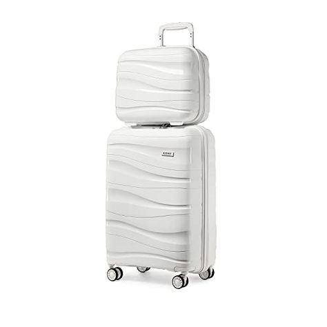 Deal: Kono Luggage Sets of 2 Piece Lightweight Polypropylene Hard Shell Suitcase with TSA Lock Spinner Wheels Travel Carry On Hand Cabin Luggage with Beauty Case (Set of 2, White) Suit Case Aesthetic, Suit Cases Travel, Cute Suitcases, Diy Luggage, Carry On Size, Cabin Luggage, Luggage Organization, Suitcase Set, Character Aesthetics