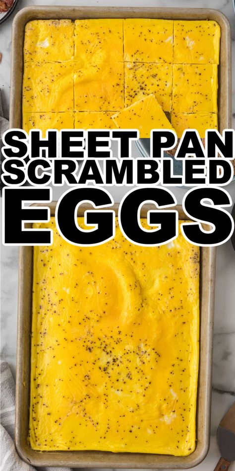 Sheet Pan scrambled eggs is the easiest way to make eggs for making breakfast sandwiches. Baked scrambled eggs are also the perfect way to make eggs for a crowd! Sheet Pan Scrambled Eggs, Eggs For Breakfast Sandwiches, Baked Scrambled Eggs, Scrambled Egg Bake, Baked Hard Boiled Eggs, Oven Scrambled Eggs, Ways To Make Eggs, Eggs In Oven, Ways To Cook Eggs