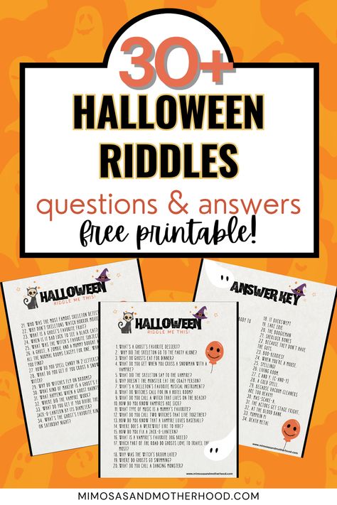 Halloween Questions For Kids, Halloween Charades Free Printable, Halloween Riddles For Adults, Riddle Questions And Answers, Halloween Riddles For Kids, Riddle Questions, Riddles And Answers, Math Riddles With Answers, Halloween Games Activities