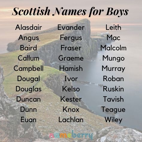 Scottish Baby Names, Scottish Boys Names, Hispanic Baby Names, Scottish Names, Boys Names, Names For Boys, Names Baby