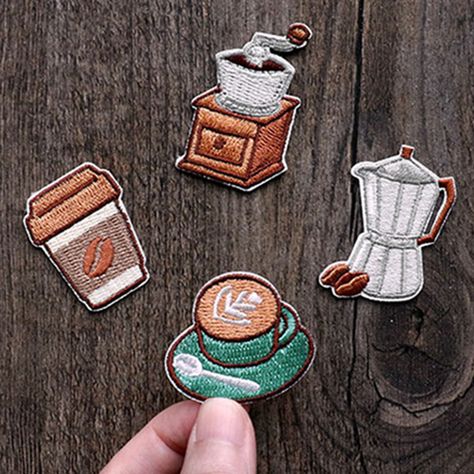 Mobile Bag, Cute Coffee Shop, Sticker Patches, Adhesive Paper, Seal Stamps, Coffee Roasters, Diy Stickers, Embroidery Patches, Paper Cup