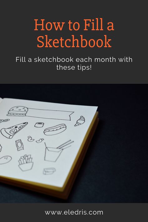 Use these tips of mine to fill a sketchbook every month and improve as an artist!  Click to see the full article, or save this pin to read it later! How To Fill Up Your Sketchbook, How To Fill The First Page Of A Sketchbook, How To Start A New Sketchbook, 10 Ways To Improve Your Sketchbook, Moving Parts In My Sketchbook, Read Later, Art Sketchbook, Art Tutorials, Improve Yourself