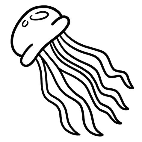 Box Jellyfish Drawing, Jelly Fish Drawing Easy, Jellyfish Drawing Easy, Jellyfish Drawing Simple, Jellyfish Black And White, Jellyfish Outline, Jellyfish Coloring Page, Medusa Animal, Sea Coloring Pages