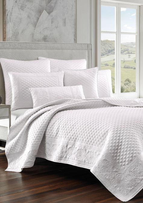 White Coverlet, Sham Bedding, Queens New York, Bedding Stores, Quilted Coverlet, Coverlet Set, White Quilt, King Quilt, Queen Quilt