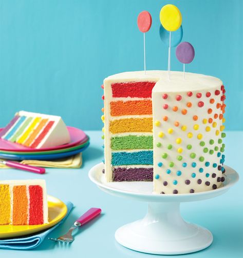 How to Make This (Deceptively Easy!) Rainbow Layer Cake – Parade Rainbow Cake Recipe, Rainbow Layer Cakes, Rainbow Birthday Cake, Torte Cupcake, Oreo Cupcakes, Creative Birthday Cakes, Layered Cake, Cake Board, Cupcake Cake