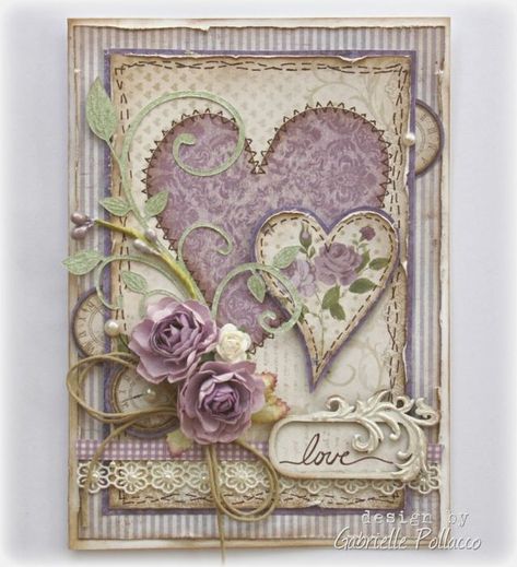 February Mood, Pretty Mess, Shabby Chic Cards, Hearts And Flowers, 카드 디자인, Heart Cards, E Card, Pretty Cards, Card Tags