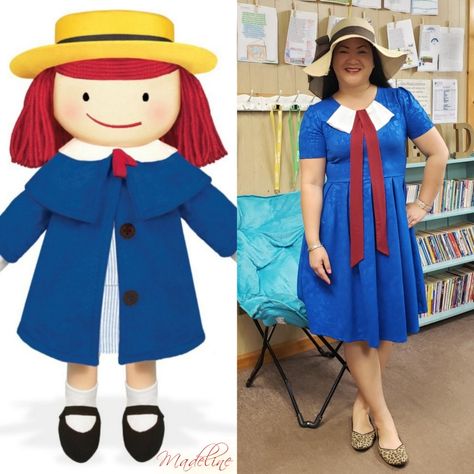 Madeleine Halloween Costume, Madeline Book Character Costume, Madeline Halloween Costume, Madeline Activities, Madeline Character, Madeline Costume, School Costume, Storybook Characters, Shirt Dress