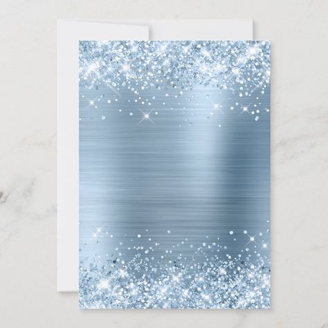 Sparkly Light Blue Glitter and Foil Sweet 16 Invitation | Zazzle Birthday Invitation Card Template, Sweet 16 Themes, Birthday Lights, Cute Business Cards, Silver Invitation, Blue Invitation, Color Celeste, Birthday Inspo, Invitation Background