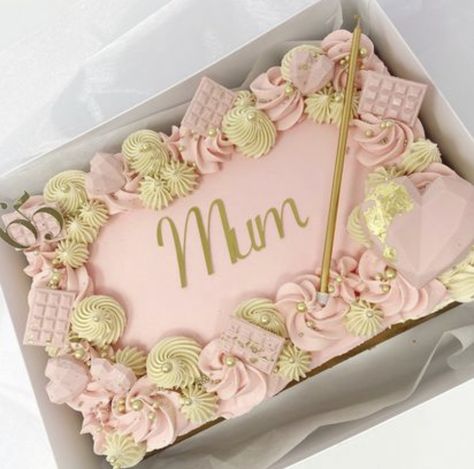 Flat Cake Designs, Birthday Cake For Mum, Pastel Rectangular, Slab Cake, Sheet Cake Designs, Buttercream Cake Designs, Flat Cakes, Birthday Cakes For Her, Square Cake