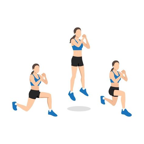 Lunges Exercise, Jump Lunges, Lunge Workout, Jumping Lunges, Flat Vector Illustration, Me App, Flat Vector, Lower Body, Pose Reference