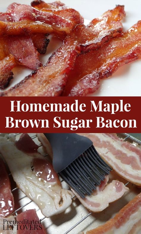 How To Make Maple Bacon, Curing Bacon Recipes, Homemade Bacon Recipes, Maple Brown Sugar Bacon, Xmas Ham, Maple Glazed Bacon, Maple Bacon Recipes, Breakfast Meats, Curing Bacon