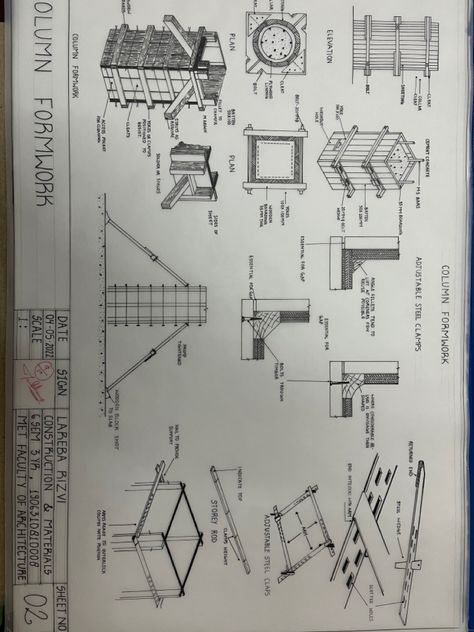 Hand drafted sheet Formwork Construction, Zaha Hadid Projects, Architecture Design Poster, Architecture Model Trees, Building Components, Handmade Sheet, Architecture Foundation, Architecture Drawing Plan, Interior Architecture Drawing