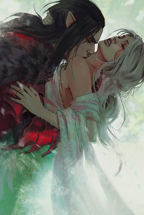 Fantasy Romance Art, Witcher Art, Yennefer Of Vengerberg, Fantasy Love, Fantasy Couples, Vampire Art, Romance Art, Fantasy Lovers, Arte Fantasy