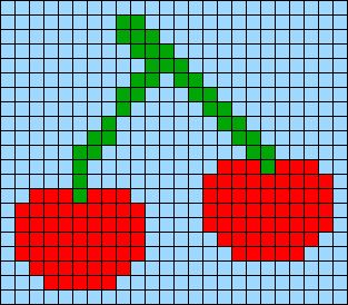 Cherry Alpha Pattern, Pixel Crochet Pattern Charts Easy, Square Alpha Patterns, Alpha Patterns Crochet Easy, Grid Crochet Patterns Easy, Crochet Grid Patterns Free, Crochet C2c Pattern, Pixel Grid, Knitting Squares