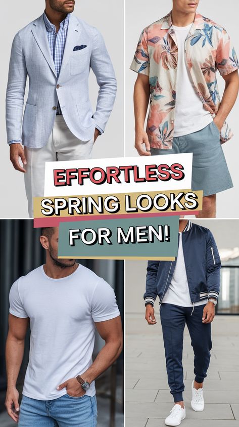 10 Easy Spring Outfits for Men That Will Make You Look Good! Easy Spring Outfits, Stylish Outfits For Men, Spring Outfits For Men, Simple Spring Outfits, Spring Outfits Men, Spring Weather, Feeling Confident, Stylish Mens Outfits, Spring Is Here