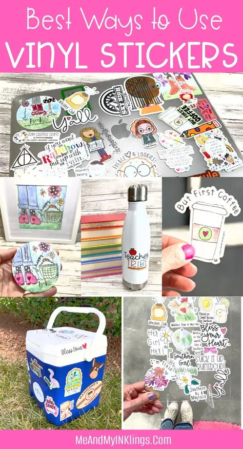 Best Ways to Use Vinyl Sticker Laura Kelly Designs #vinylstickers #laurakellydesigns #stickers #watercolordesigns Vinyl Sticker Display, Sticker Display Ideas, Sticker Display, Subject Of Art, Laura Kelly, Crafts And Diy, But First Coffee, Girls World, Etsy Sales