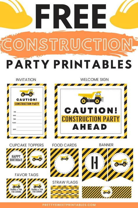 Construction Party Printables, Construction Party Food, Construction Birthday Party Food, Digger Party, Digger Birthday, Construction Invitations, Construction Theme Birthday, Construction Theme Birthday Party, Construction Theme Party