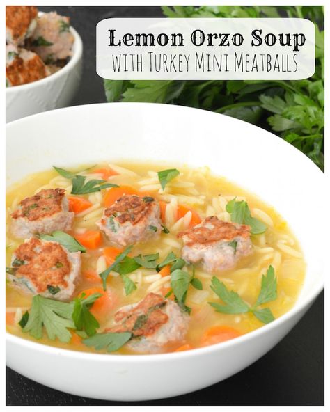 Orzo Soup Crockpot, Turkey Orzo Soup, Creamy Tomato Orzo, Turkey Orzo, Tomato Orzo Soup, Mini Turkey Meatballs, Soup With Turkey, Lemon Orzo Soup, Tomato Orzo