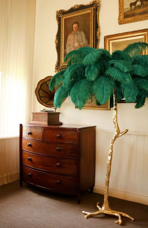 Oud Hollywood, Feather Floor Lamp, Modern Luxury Lighting, Feather Chandelier, Feather Lamp, Hollywood Regency Decor, Brass Floor, Candy Floss, Ostrich Feather