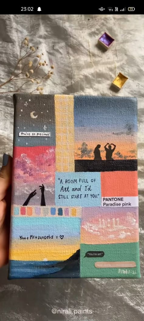 Friend Painting Ideas Canvases, Painting Gift Ideas Canvases, Book Inspired Art, Moodboard Painting, Friend Painting Ideas, Sky Art Painting, Friend Painting, Minimal Painting, Canvas Art Quotes