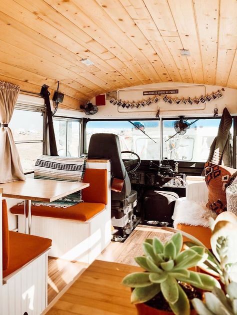 How We Made a School Bus Our Home for the Past Two Years School Bus Tiny House, Camper Vintage, School Bus Camper, School Bus House, Converted School Bus, Converted Bus, Old School Bus, Bus Living, Short Bus