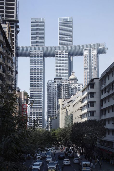 Safdie Architects completes The Crystal at Raffles City Chongqing Singapore Guide, City Project, Chongqing China, Sky Bridge, Rammed Earth Wall, Indoor Waterfall, Deck Projects, Tower Building, Unusual Homes