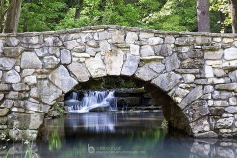 Pond Bridge, Stone Arches, Stone Bridges, Cascading Waterfall, Landscape Stone, Driveway Landscaping, Dry Stone Wall, Outdoor Living Design, Stone Masonry