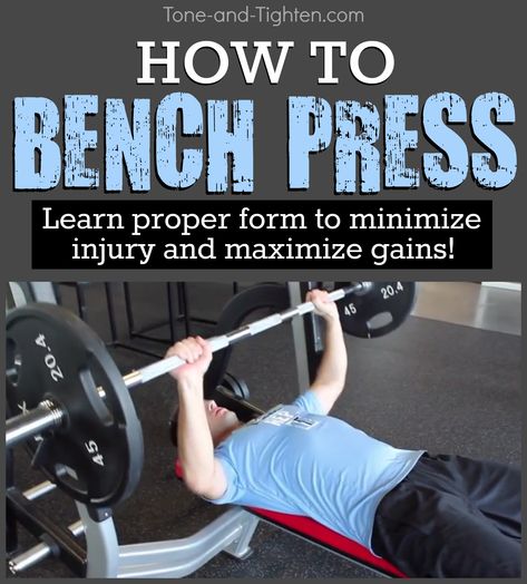 Learn the proper form to bench press from Tone-and-Tighten.com Bench Press Form, Lean Body Workouts, Train Like An Athlete, Workouts With Weights, Weight Routine, Doctor Of Physical Therapy, Sports Therapy, Weight Training Workouts, Training Workouts