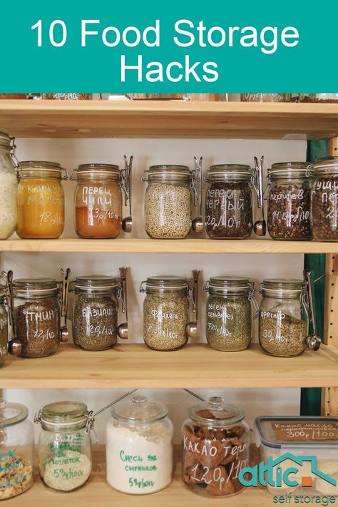 A compilation of food/kitchen storage hacks and tricks that will help you stretch the lifespan of your groceries too! Pantry Organizers, Rv Kitchen, Small Pantry, Natural Disaster, Airtight Food Storage, Clear Glass Jars, Airtight Food Storage Containers, Pantry Labels, Survival Food