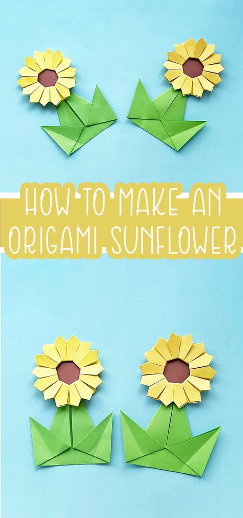 Simple Origami Sunflower Tutorial Sunflower Kids Craft, Flower Origami Easy, Sunflower Origami, Origami Sunflower, Sunflower Tutorial, Craft Ideas For Beginners, Flowers Paper Craft, Simple Origami, Make Paper Flowers