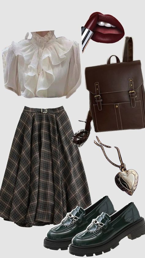 Dark academia outfit #darkacademia #darkacademiaaesthetic #darkacademiaoutfit Dark Academia Preppy Outfits, Dark Academia Moodboard Outfits, Dark Academia Aesthetic Feminine, Business Casual Outfits Dark Academia, Theater Academia Outfits, Dark Academia Fancy Outfit, Girly Academia Outfits, Dark Academia Pjs, Dark Academia Vampire Outfit