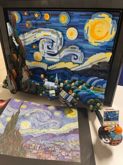 Set lego completo Stary Night Lego, Starry Night Lego Aesthetic, Lego Starry Night, Van Gogh Lego, Lego Van, Lego Room Decor, فنسنت فان جوخ, Best Lego Sets, Accessoires Barbie