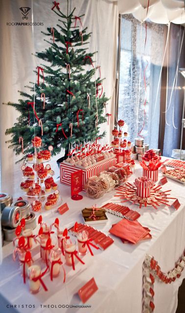 http://www.tipsforplanningaparty.com/uniquechristmaspartyideas.php has some information on various unique Christmas party ideas to make your holiday get together a success. Christmas Desert Table Party, Christmas Baptism Ideas, Christmas Desert Table, Christening Decor, Girls Holiday Party, Christmas Candyland, Baptism Party Ideas, Grinch Christmas Party, Holiday Party Themes