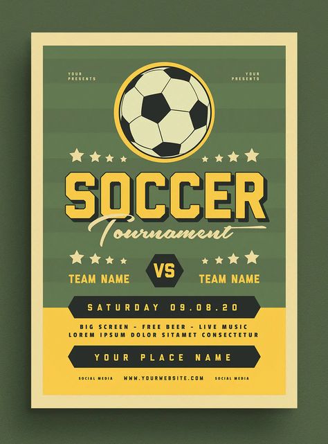 Soccer Tournament Event Flyer Template AI, PSD Soccer Event Ideas, School Sport Poster Ideas, Soccer Tournament Poster, School Sports Posters, Volleyball Fundraiser, Poster Design Competition, Grunge Edit, Event Poster Design Inspiration, Blank Comic Book