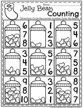 Easter Kindergarten Addition Worksheets - Itsybitsyfun.com Prek Assignments, Ready For Kindergarten Activities, Prek Worksheets Free Printables, Kindergarden Activity Ideas, Jelly Bean Counting, Pre K Worksheets Free Printables, Math For Preschool, Prek Printables, Preschool Homework