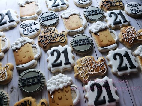 21st Birthday Beer Cookies 21st Bday Cookies Guy, 21st Cupcake Ideas For Guys, 21st Cupcakes For Guys, 21 Birthday Party Themes For Guys, 21st Birthday For Guys Decoration, Guy 21st Birthday Party Ideas, 21st Birthday Cookie Ideas, 21 Cookies Birthday, 21st Birthday Party Themes For Guys