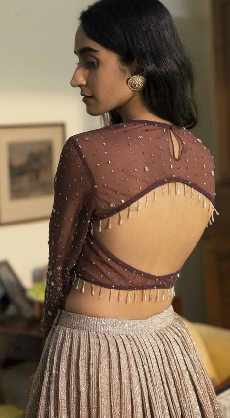 Shimmer Lehenga, Netted Blouse Designs, Blouse Designs High Neck, Blouse Designs Catalogue, Backless Blouse Designs, New Saree Blouse Designs, Traditional Blouse Designs, Latest Model Blouse Designs, Fashionable Saree Blouse Designs