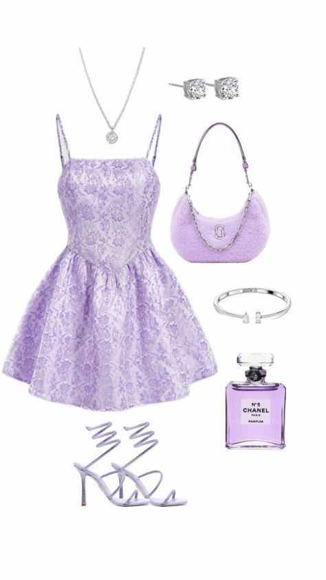 Glam, Party Outfit, Girly Outfit, Purple Outfit Glam Party Outfit, Purple Outfit, Girly Outfit, Casual Outfits For Teens, Glam Party, Casual Preppy Outfits, Purple Outfits, Dressy Outfits, Fancy Outfits