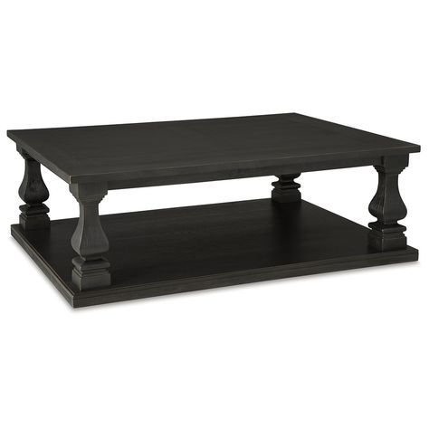 Signature Design by Ashley Wellturn Black Coffee Table - 54"W x 40"D x 18"H - On Sale - Bed Bath & Beyond - 39114818 Store Throws, Coffee Table Dimensions, Coffee Table Rectangle, Black Coffee Tables, Furniture Market, Coffee Table Wayfair, Rectangular Coffee Table, Low Shelves, Inspired Living