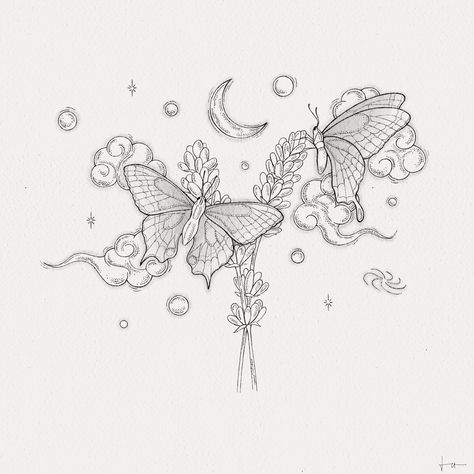 Digital illustration of butterflies made in Procreate. Tattoo design. Sky Tattoo Design, Tattoo Sky, Mandala Tattoo Sleeve Women, Sky Tattoo, Sky Tattoos, Mandala Tattoo Sleeve, Love Yourself Tattoo, Skull Hand Tattoo