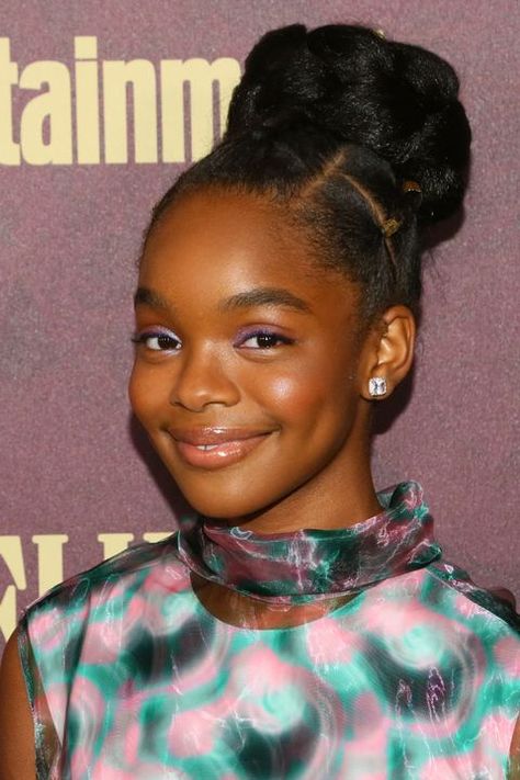 Marsai Martin Hairstyles, Cute Bun Hairstyles, Short Hair Black, Natural Hairstyles For Kids, Girls Natural Hairstyles, Girls Hairstyles Braids, Girls Braids, Teen Hairstyles, Hairstyles Black