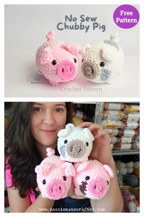 Chubby Pig Amigurumi Free Crochet Pattern Crochet Free Pig Pattern, Pig Crochet Plushie, No Sew Pig Crochet Pattern, Crochet Plush Pig Free Pattern, No Sew Pig Crochet, New Sew Amigurumi, Complicated Crochet Patterns, 4 Medium Yarn Crochet Patterns, Crochet Simple Amigurumi